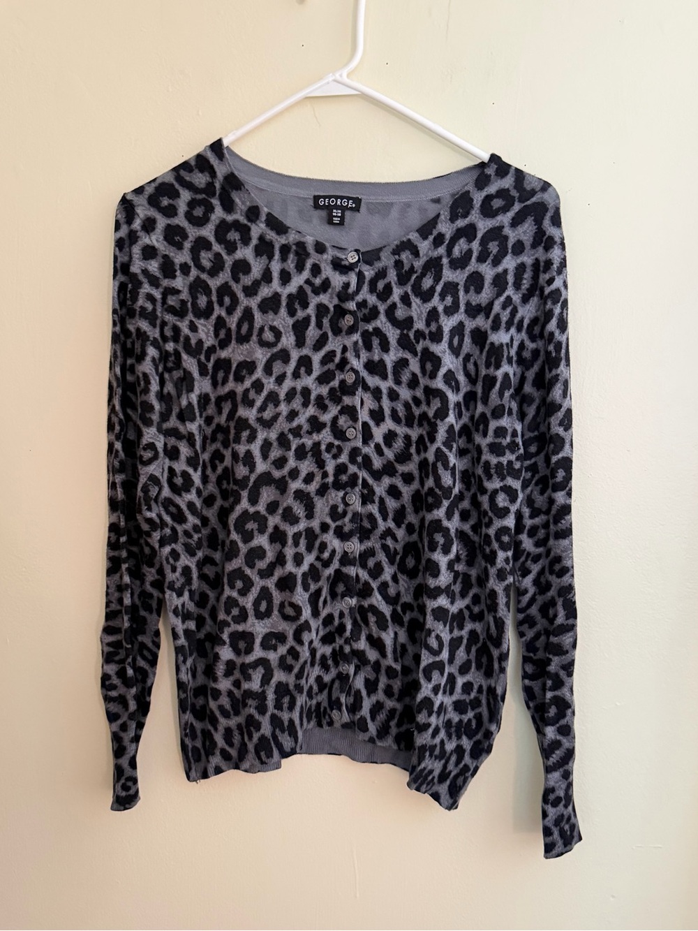 George Gray and Black Leopard-Print Button Cardigan